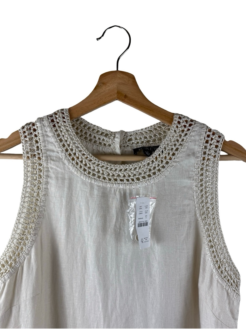J. Crew Maxine Crochet Trim Shift Dress Linen Cream Size Small NWT - Picture 5 of 10